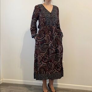 Knox Rose Red Paisley Long Sleeve Dress